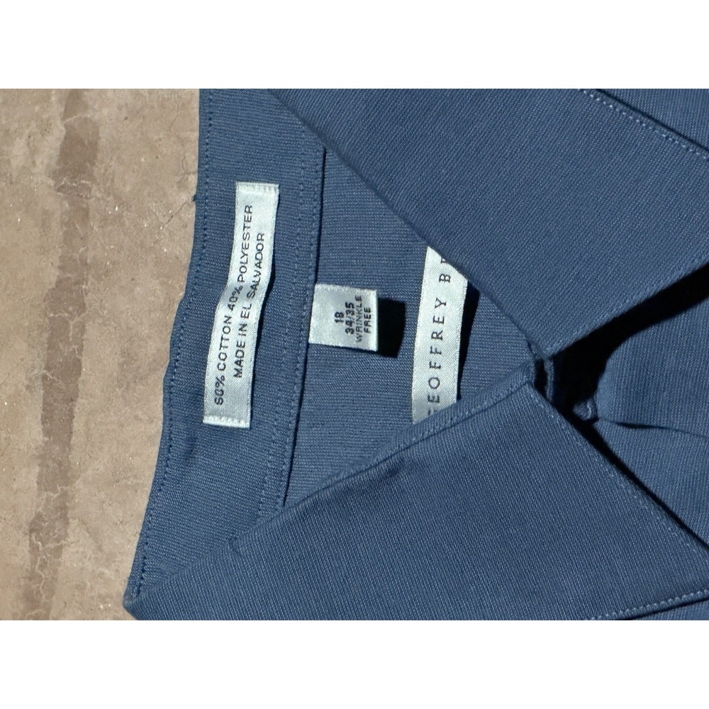 Geoffrey Beene Men's 34 Blue Solid Woven Long Sleeve Point Collar Button-Up - Picture 4 of 6
